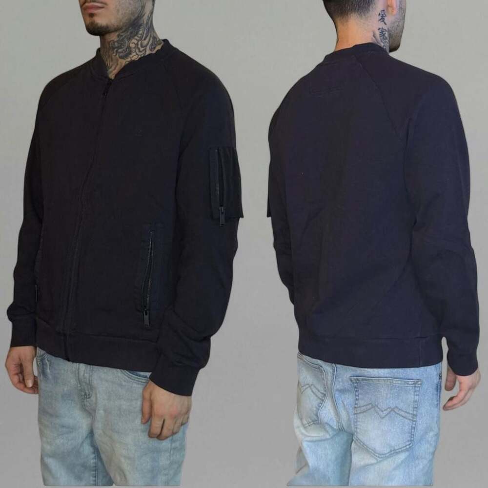 Calvin Klein Jeans Navy Bomber Zip-Up Jacket